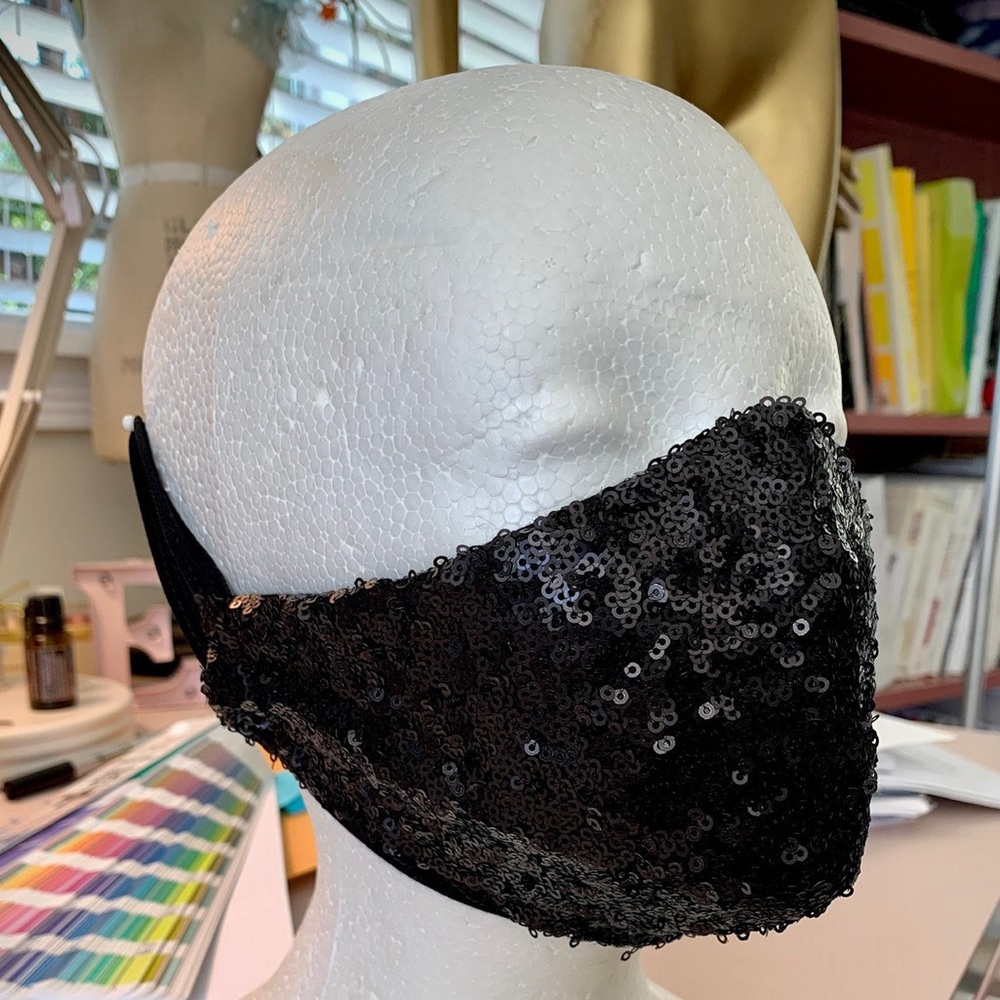Black Sequin Face Mask w/ Filter Pocket